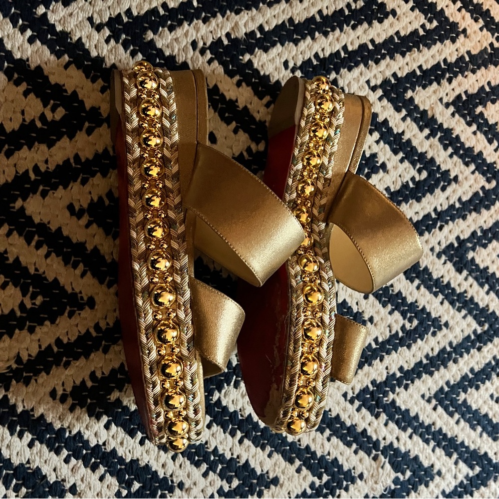 Christian louboutin gold platform sandals